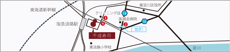 千成寿司　大阪　淡路駅　中域MAP